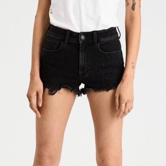 American Eagle Outfitters Black US 0 Super Super Stretch X Hi-Rise Shotie - Picture 1 of 16